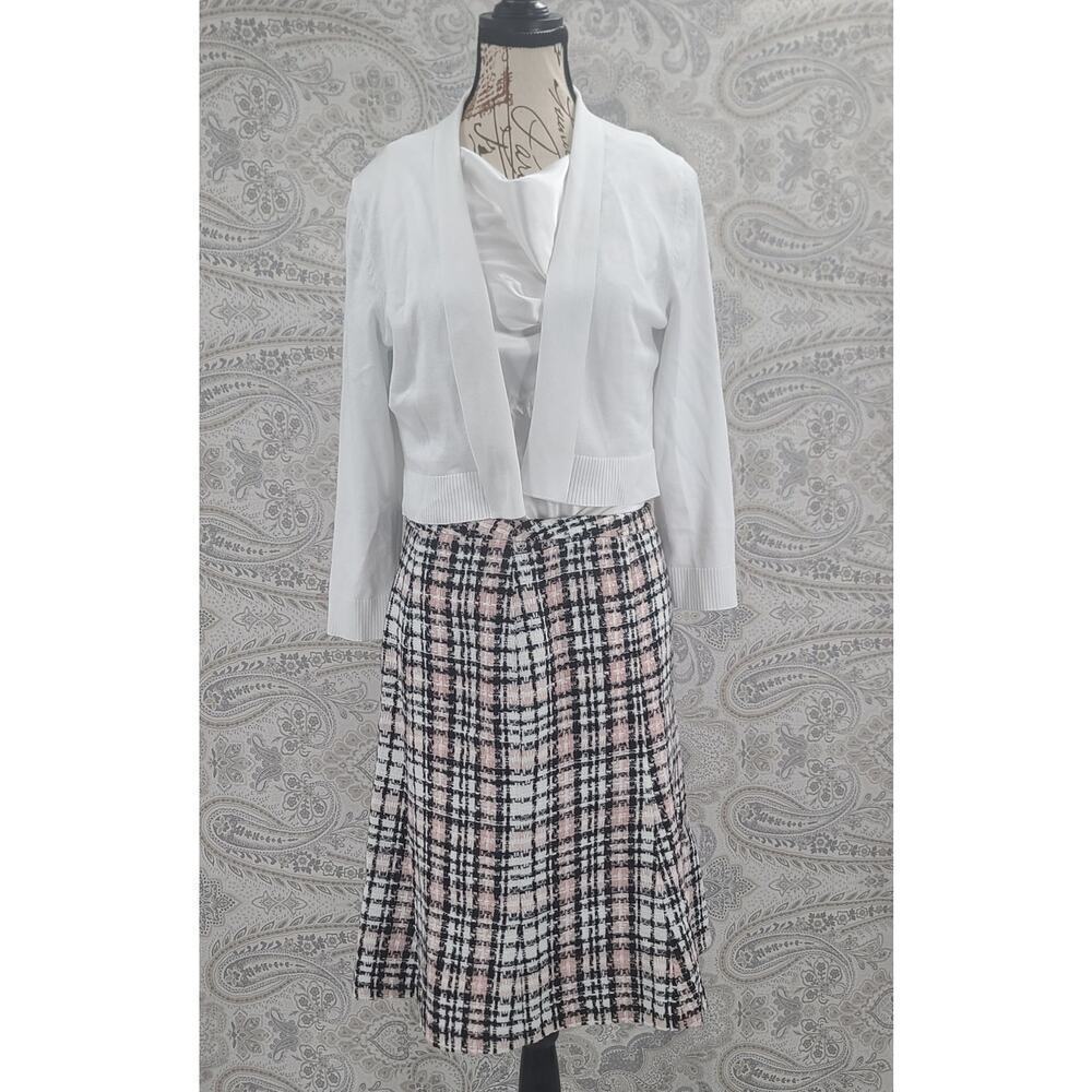 Rina Rossi Pink Tweed Plaid skirt Academia Twee Preppy Retroglam Mean Girls